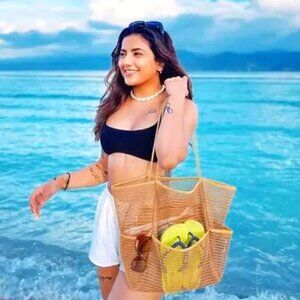 SUMMER Mesh Beach Tote Bag Waterproof for Beach and Pool